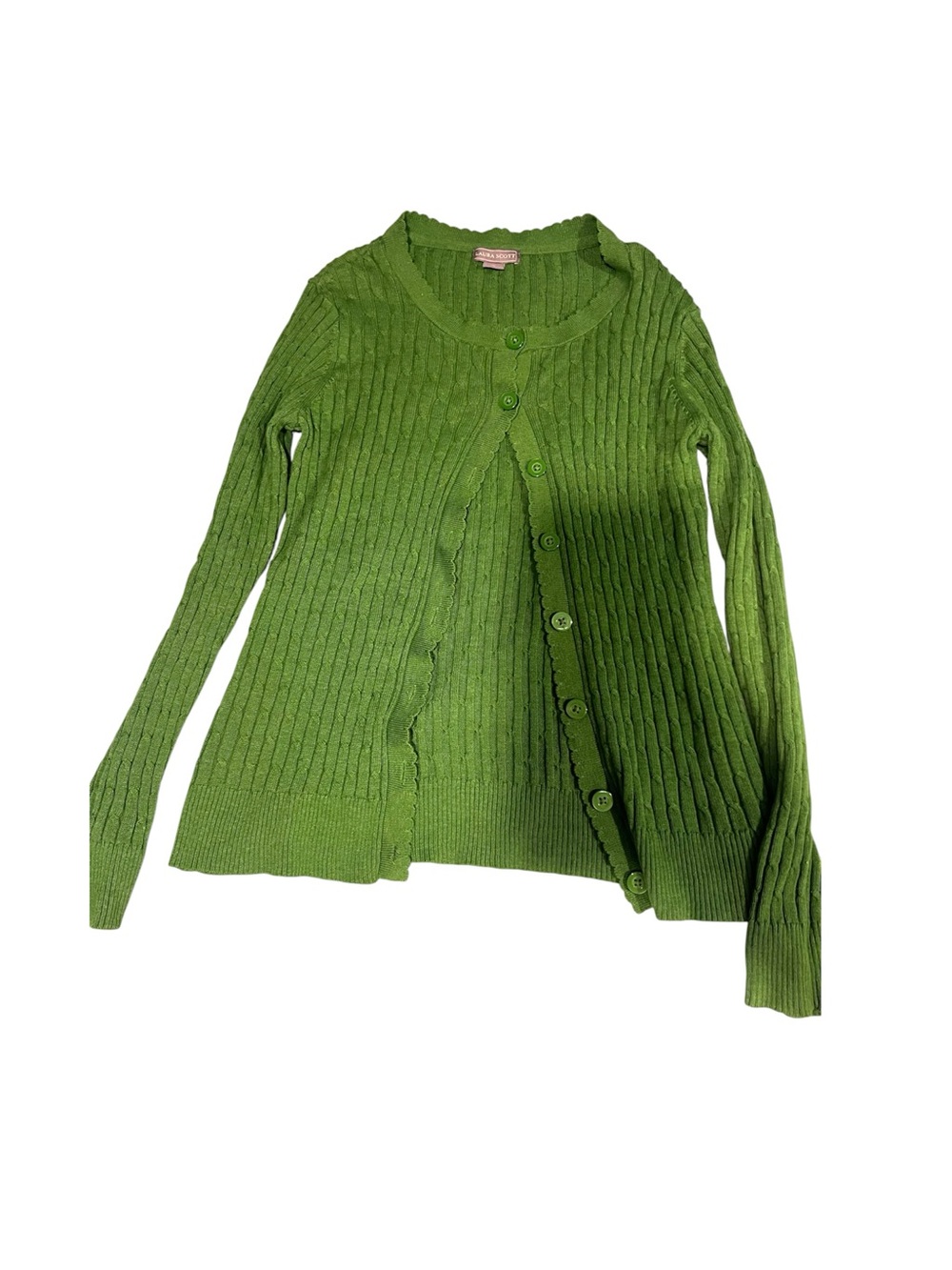 Laura Scott Bright Green Ribbed Button Cardigan
